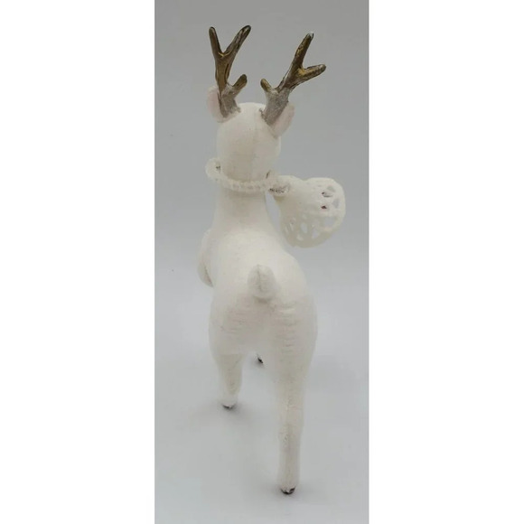 Vintage 2 Plastic White Flocked Chistmas Reindeer Large Bell JAPAN - Picture 6 of 9
